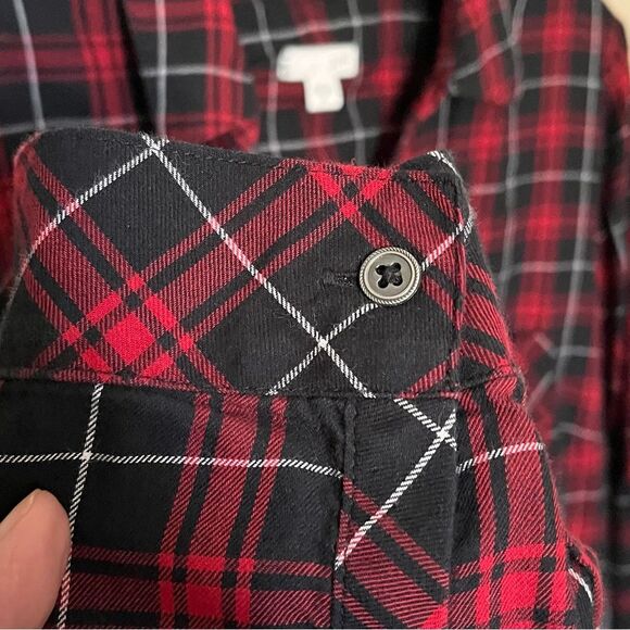 J. Jill Cotton Red, Black, White Plaid Long Sleeve Button Front Shirt Top Size M - Picture 9 of 13